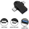6549 Micro USB Type-C 3 In 1 OTG Dönüştürücü, USB 3.0 Girişli Type-C - Micro USB Adaptör