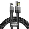 Cafule Special Edition, USB-A & Lightning 2.4 A Şarj & Data Aktarım Kablosu,1 Metre, Gri - Siyah, ‎CALKLF-GG1