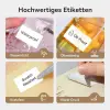 B1/B21/B3S Etiket Yazıcısı için 2� x 1.2� (50×30 mm) Su Geçirmez Etiket Kağıdı, 1 Rulo 230 Adet, Beyaz