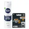 Erkek Hassas Tıraş Köpüğü 200 ml + Hybrid 5 Flex 4lü Yedek Tıraş Bıçağı Kartușu (5 Bıçak)