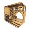 AlgWoodDesign Platform 9¾ Tren İstasyonu Ahşap Maket; 143 Parça Dıy Minyatür Tren İstasyonu Modeli, Peri LED Dahil, Mdf 3D Puzzle, Hobi ve Dekorasyon Seti, 11x17x15 cm
