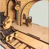AlgWoodDesign Platform 9¾ Tren İstasyonu Ahşap Maket; 143 Parça Dıy Minyatür Tren İstasyonu Modeli, Peri LED Dahil, Mdf 3D Puzzle, Hobi ve Dekorasyon Seti, 11x17x15 cm