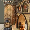 AlgWoodDesign Platform 9¾ Tren İstasyonu Ahşap Maket; 143 Parça Dıy Minyatür Tren İstasyonu Modeli, Peri LED Dahil, Mdf 3D Puzzle, Hobi ve Dekorasyon Seti, 11x17x15 cm