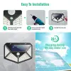 Dış mekan için solar lambalar, 270° dört taraflı aydınlatma, 2200 mAh, 100 LED güneş enerjili lamba, avlu için güneş enerjili lamba -【2 adet】, hareket sensörlü, su geçirmez, duvar lambası, bahçe