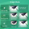Dış mekan için solar lambalar, 270° dört taraflı aydınlatma, 2200 mAh, 100 LED güneş enerjili lamba, avlu için güneş enerjili lamba -【2 adet】, hareket sensörlü, su geçirmez, duvar lambası, bahçe