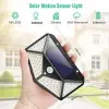 Dış mekan için solar lambalar, 270° dört taraflı aydınlatma, 2200 mAh, 100 LED güneş enerjili lamba, avlu için güneş enerjili lamba -【2 adet】, hareket sensörlü, su geçirmez, duvar lambası, bahçe