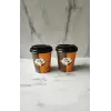 8 oz Kapaklı Karton Bardak 100 Adet Bardak + 100 Adet Kapak