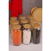 9lu Cam Saklama Kabı 1300 ml Vakumlu Bambu Kapaklı