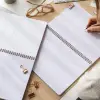 A4 Spiralli Karton Kapak 2li Set Noktalı Okul Defteri 80 yaprak, Ders Programlı Mavi Kahve Kalpler