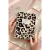 A5 Spiralli Karton Kapak 4lü Set Çizgisiz Okul Defteri, 60 Yaprak - Ders Programlı, Leopar