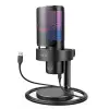 A9 USB RGB LED Işıklı Masaüstü Mikrofon, Siyah