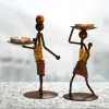 Afrikalı Kadın Tasarımlı Tealight Metal Mumluk