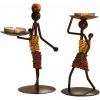 Afrikalı Kadın Tasarımlı Tealight Metal Mumluk
