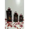 Ahşap Dekoratif Mumluk Siyah 2