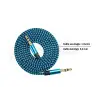 AUX Stereo 3.5 mm Data Ses Örgü Kablo Mavi