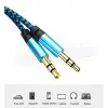 AUX Stereo 3.5 mm Data Ses Örgü Kablo Mavi
