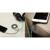 AUX Stereo 3.5 mm Data Ses Örgü Kablo Mavi
