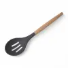 Bambu Saplı Silikon Delikli Servis Kaşığı, Bambu Uzun Silikon Delikli Servi Kaşığı 27cm 3 Renk Seçenekli (SİYAH)