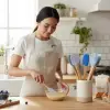 Bambu Saplı Silikon Kaşık Seti, Mavi ve Mor, 5 Parça, Spatula ve Fırça Dahil