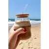 Bardak, Bambu Kapaklı Cam Pipetli 450 ml Borosilikat