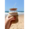 Bardak, Bambu Kapaklı Cam Pipetli 450 ml Borosilikat