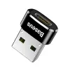 Baseus, Bilgisayar/Telefon Mini Hub Adaptörü, Siyah, 3A, Giriş: USB Type A 2.0, Çıkış: USB Type C,Seyahat Boy, Hafif