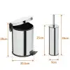 Basic Set - Klozet Fırçası + Çöp Kovası 5 L, 2 Parça, Parlak Krom Paslanmaz
