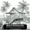 BEACH BUNGALOW Grayscale Coloring Book