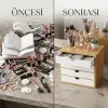 Beyaz Bambu Çerçeveli 4 Çekmeceli Masaüstü Organizer