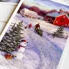 Bimotif 6Lı Simli Kartpostal Seti, Yılbaşı, Kırmızı Ev