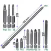Bits Uç Seti Vidalama Uçları Düz Yıldız Torx 50 mm, 11 Parça