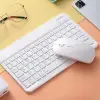 Bluetooth Kablosuz Klavye ve Mouse Seti, Android, iOS ve Windows Uyumlu, Şarj Edilebilir, Taşınabilir, Sessiz Tuşlu, Beyaz