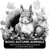 Boho Autumn Anımals Grayscale Coloring Book