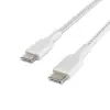 BoostCharge (0.5ft) Braided USB-C to USB-C Cable for iPhone 16, iPhone 16 Pro, iPhone 16 Pro Max, iPhone 16 Plus, iPhone 15, Galaxy S24, S23, Note10, Pixel 9, Pixel 8, iPad Pro & More - White