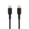 BoostCharge (0.5ft) Braided USB-C to USB-C Cable for iPhone 16, iPhone 16 Pro, iPhone 16 Pro Max, iPhone 16 Plus, iPhone 15, Galaxy S24, S23, Note10, Pixel 9, Pixel 8, iPad Pro & More - Black