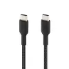 BoostCharge (0.5ft) Braided USB-C to USB-C Cable for iPhone 16, iPhone 16 Pro, iPhone 16 Pro Max, iPhone 16 Plus, iPhone 15, Galaxy S24, S23, Note10, Pixel 9, Pixel 8, iPad Pro & More - Black