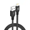 Buff BL71 USB to Lightning 2.4A 1.2M Örgülü Data ve Şarj Kablosu (Siyah)