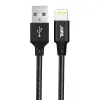 Buff BL71 USB to Lightning 2.4A 1.2M Örgülü Data ve Şarj Kablosu (Siyah)