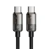 Ca-2840 Type-C To Type-C 100W LED Işıklı Power Off Hızlı Data Şarj Kablosu 1.2M Siyah