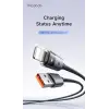CA-6911 3A ışıklı USB iPhone şarj ve data kablosu, 1.2m, siyah