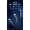 CA-6960 3in1 Lightning-Micro-Type-C Şarj Kablosu 3A 1.2m Siyah