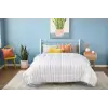(California King, Grey/White Stripe) - Reversible Striped Down Alternative Quilted Comforter with Corner Duvet Tabs - Cal King Size