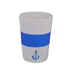 Çapa Seramik Mug Silikon Bantl Beyaz-Mavi