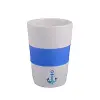 Çapa Seramik Mug Silikon Bantl Beyaz-Mavi