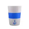 Çapa Seramik Mug Silikon Bantlı Beyaz-Mavi