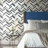Chevron Blue Stripe Peel & Stick duvar kağıdı