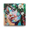 Çiçekli Kadın Tablosu - 100x100cm