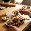 Doğal Bambu Chopstick Seti, 5 Çift, Çiçek Desenli, Yeniden Kullanılabilir