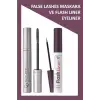 False Lashes Siyah Maskara ve Flash Liner Mürdüm Eyeliner Makyaj Seti