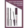 False Lashes Siyah Maskara ve Flash Liner Mürdüm Eyeliner Makyaj Seti